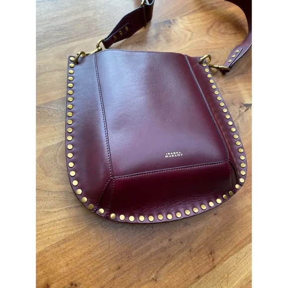 Isabel Marant Handbags - Isabel Marant Maroon Leather Stud-Trim Shoulder Bag